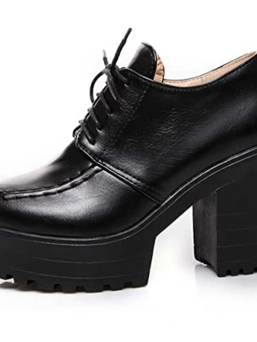 Chunky Heel Platform Ankle Booties Lace Up Oxfords Shoes